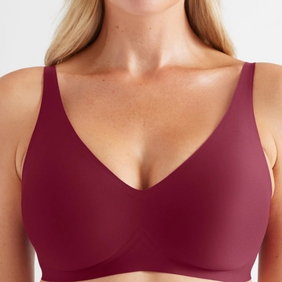 Knix Revolution V-Neck Bra in color red velvet size Medium++ No padding inserts - Picture 2 of 9